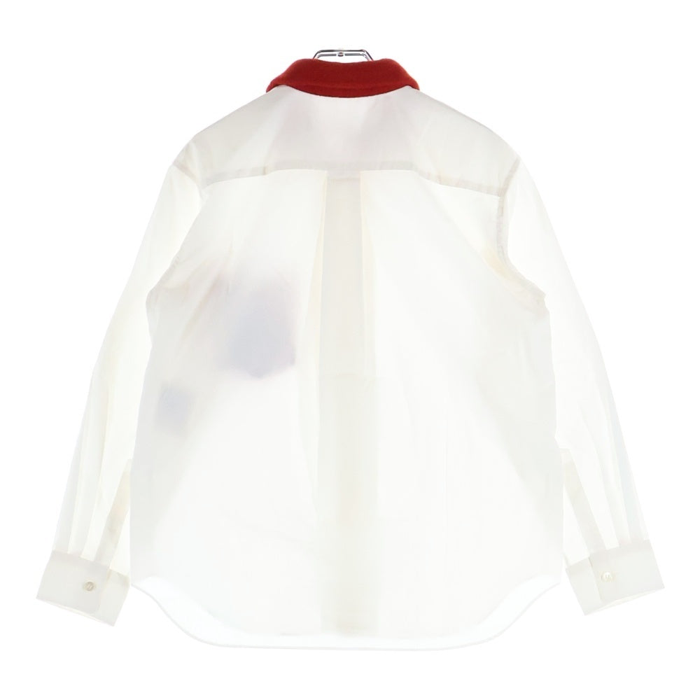 TAO COMME des GARCONS(タオコムデギャルソン) 23AW AD2023 ウール切り替え ロングスリーブ コットンシャツ レディース ホワイト/レッド TL-B010