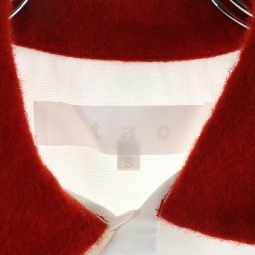 TAO COMME des GARCONS(タオコムデギャルソン) 23AW AD2023 ウール切り替え ロングスリーブ コットンシャツ レディース ホワイト/レッド TL-B010