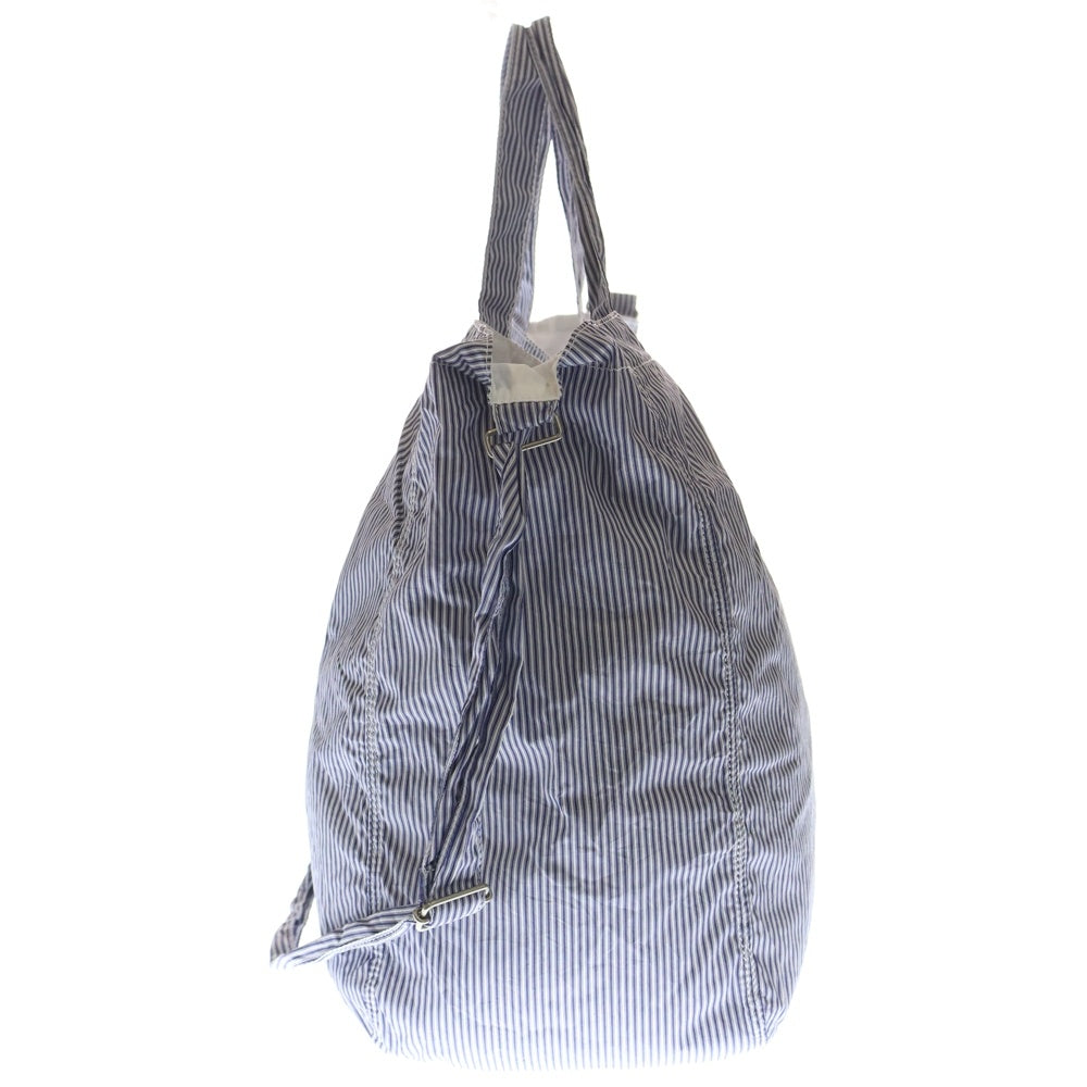 COMME des GARCONS HOMME(コムデギャルソンオム) 24SS ロゴ刺繍 ストライプ 2WAY トートバッグ ショルダーバッグ ブルー/ホワイト HM-K 204 レディース