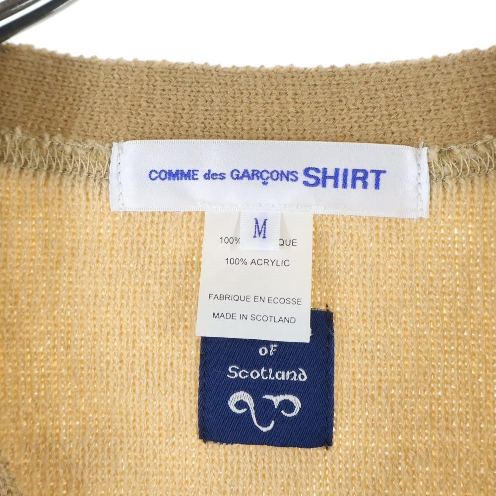 COMME des GARCONS SHIRT(コムデギャルソンシャツ) 21SS ×LOCHAVEN OF SCOTLAND ロックエーベン オブ スコットランド アクリル ニットカーディガン ブラウン/ベージュ FG-N009