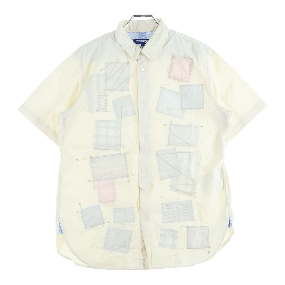 COMME des GARCONS JUNYA WATANABE MAN(コムデギャルソンジュンヤワタナベマン) 20SS AD2019 パッチワーク刺繍加工 半袖コットンシャツ ホワイト WE-B012
