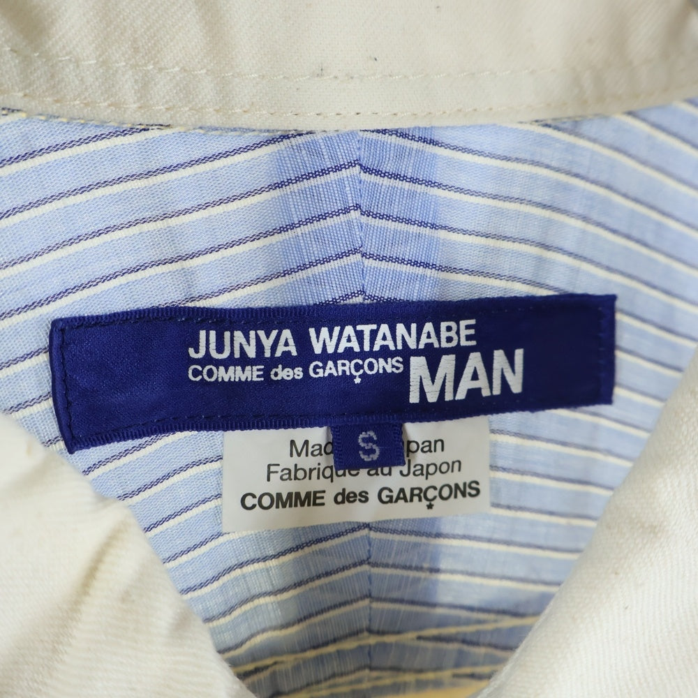 COMME des GARCONS JUNYA WATANABE MAN(コムデギャルソンジュンヤワタナベマン) 20SS AD2019 パッチワーク刺繍加工 半袖コットンシャツ ホワイト WE-B012