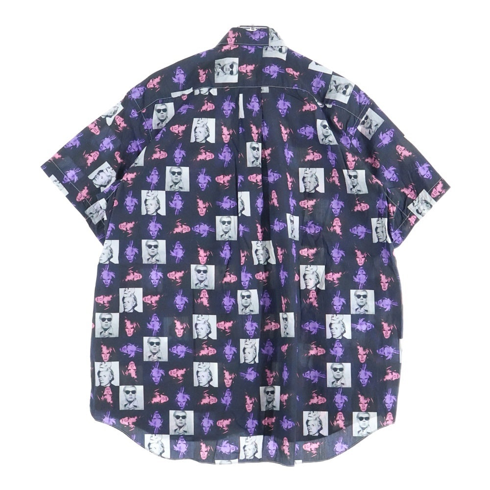 COMME des GARCONS SHIRT(コムデギャルソンシャツ) 24SS ANDY WARHOL アンディウォーホル フォト総柄プリント 半袖ボタンシャツ ブラック/パープル FM-B002