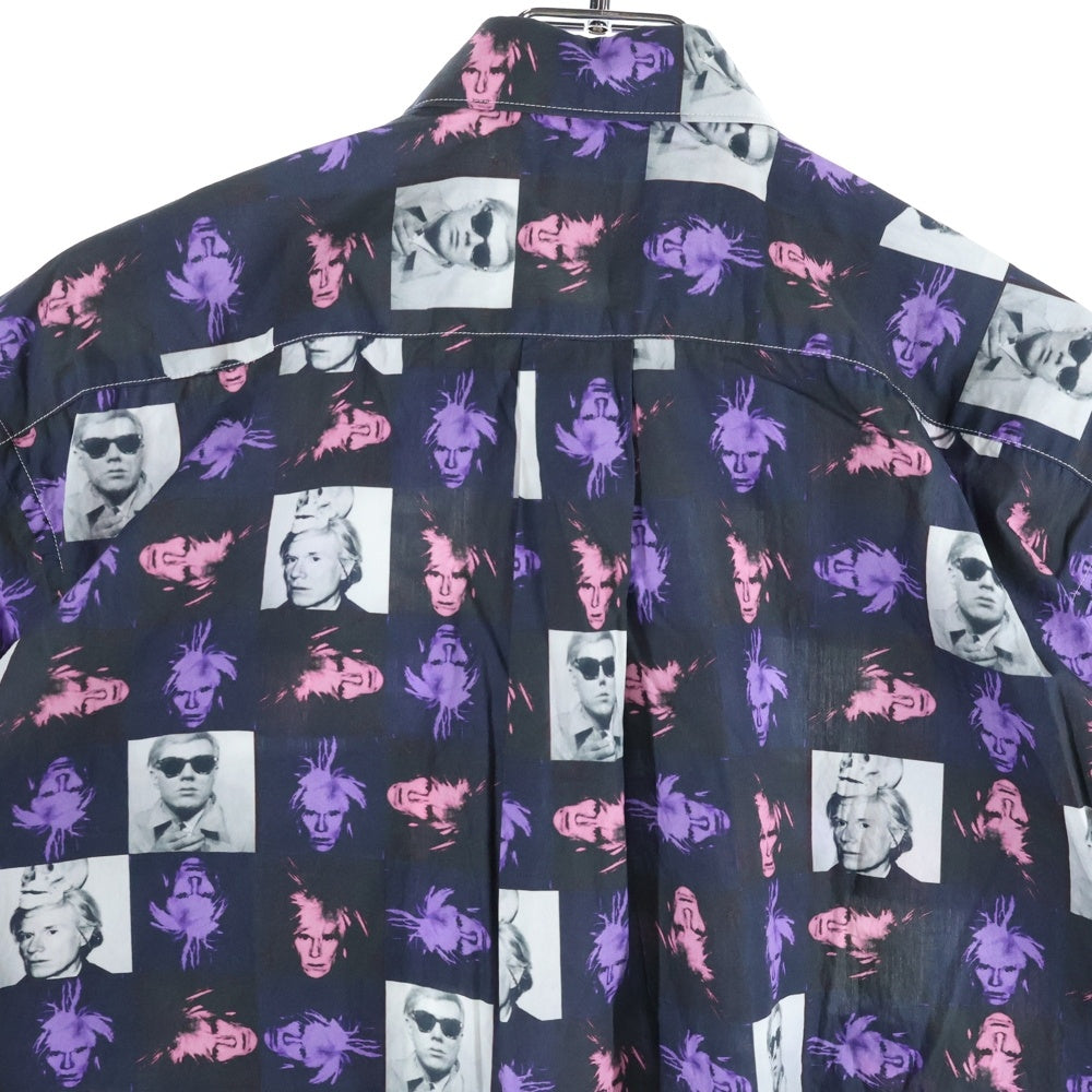 COMME des GARCONS SHIRT(コムデギャルソンシャツ) 24SS ANDY WARHOL アンディウォーホル フォト総柄プリント 半袖ボタンシャツ ブラック/パープル FM-B002