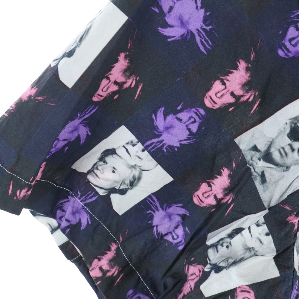 COMME des GARCONS SHIRT(コムデギャルソンシャツ) 24SS ANDY WARHOL アンディウォーホル フォト総柄プリント 半袖ボタンシャツ ブラック/パープル FM-B002