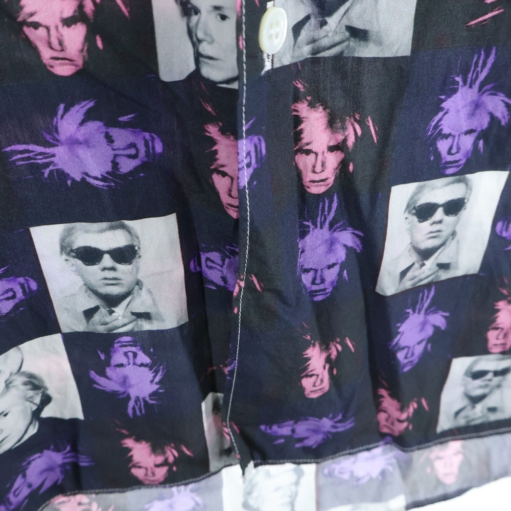 COMME des GARCONS SHIRT(コムデギャルソンシャツ) 24SS ANDY WARHOL アンディウォーホル フォト総柄プリント 半袖ボタンシャツ ブラック/パープル FM-B002