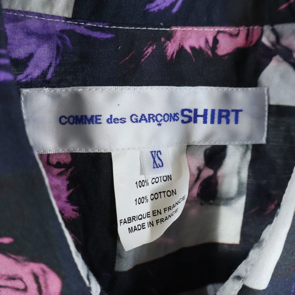 COMME des GARCONS SHIRT(コムデギャルソンシャツ) 24SS ANDY WARHOL アンディウォーホル フォト総柄プリント 半袖ボタンシャツ ブラック/パープル FM-B002