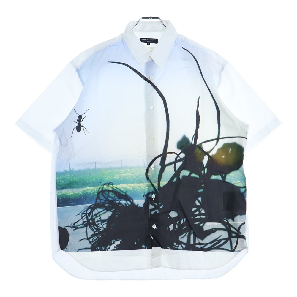 COMME des GARCONS HOMME(コムデギャルソンオム) 24SS AD2023 STEPHEN GILL ステーブンギル フロントフォトプリント 半袖ボタンシャツ ホワイト HM-B027