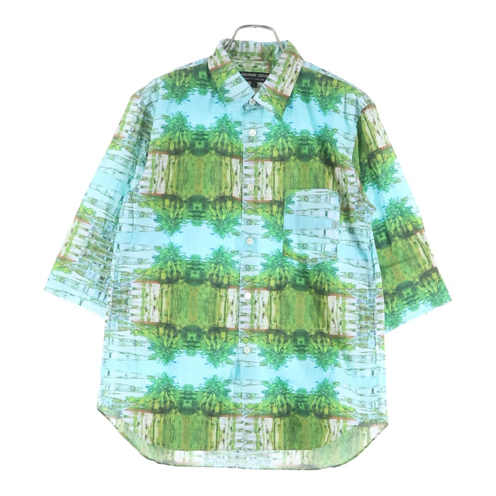 COMME des GARCONS HOMME DEUX(コムデギャルソン オムドゥ) 21SS AD2020 グラフィックアート コットン 半袖シャツ ブルー/グリーン DG-B040