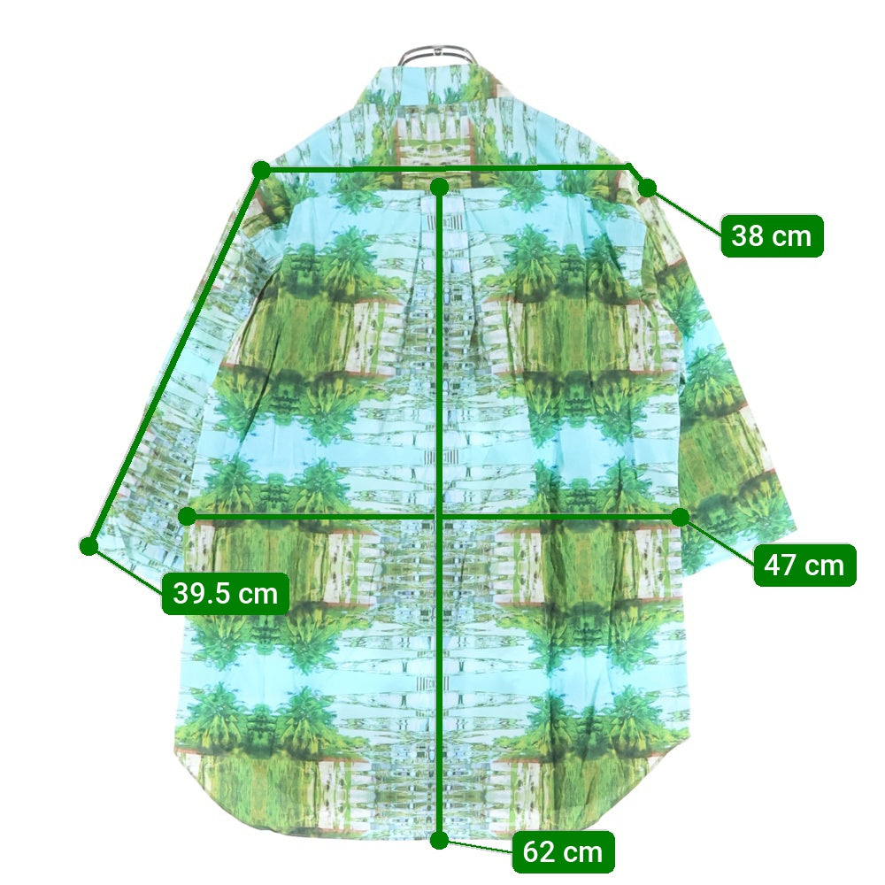 COMME des GARCONS HOMME DEUX(コムデギャルソン オムドゥ) 21SS AD2020 グラフィックアート コットン 半袖シャツ ブルー/グリーン DG-B040
