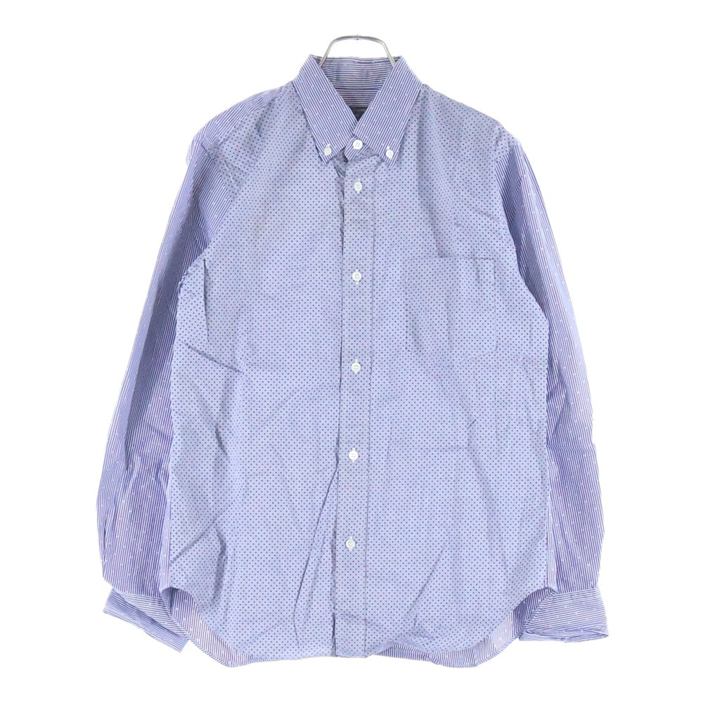 COMME des GARCONS HOMME(コムデギャルソンオム) 19SS AD2018 ストライプ切り替え ポルカドット 長袖シャツ ブルー HC-B011