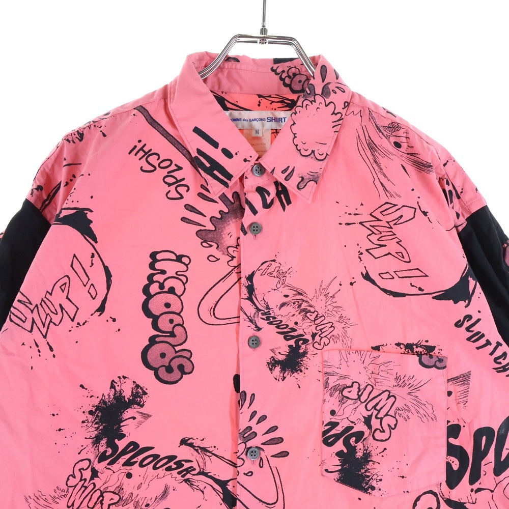 COMME des GARCONS SHIRT(コムデギャルソンシャツ) 総柄 ショートスリーブ コットンシャツ ピンク FI-B050