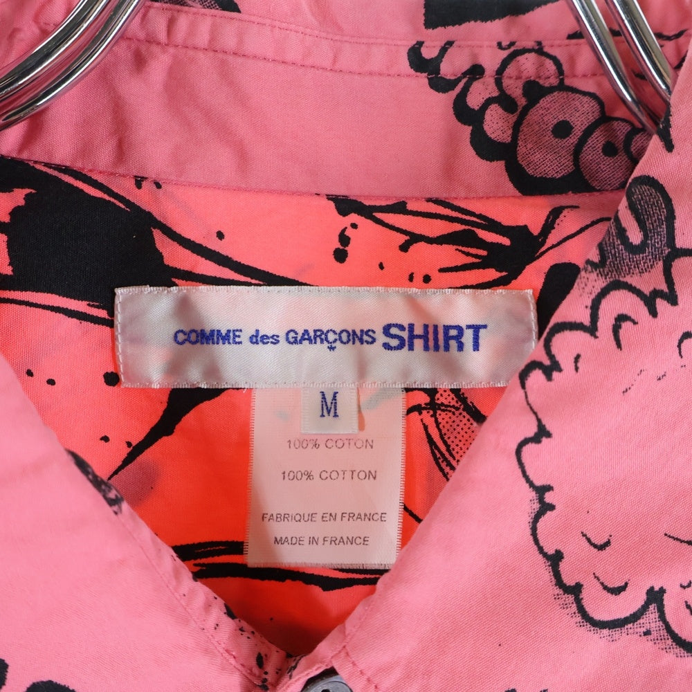 COMME des GARCONS SHIRT(コムデギャルソンシャツ) 総柄 ショートスリーブ コットンシャツ ピンク FI-B050