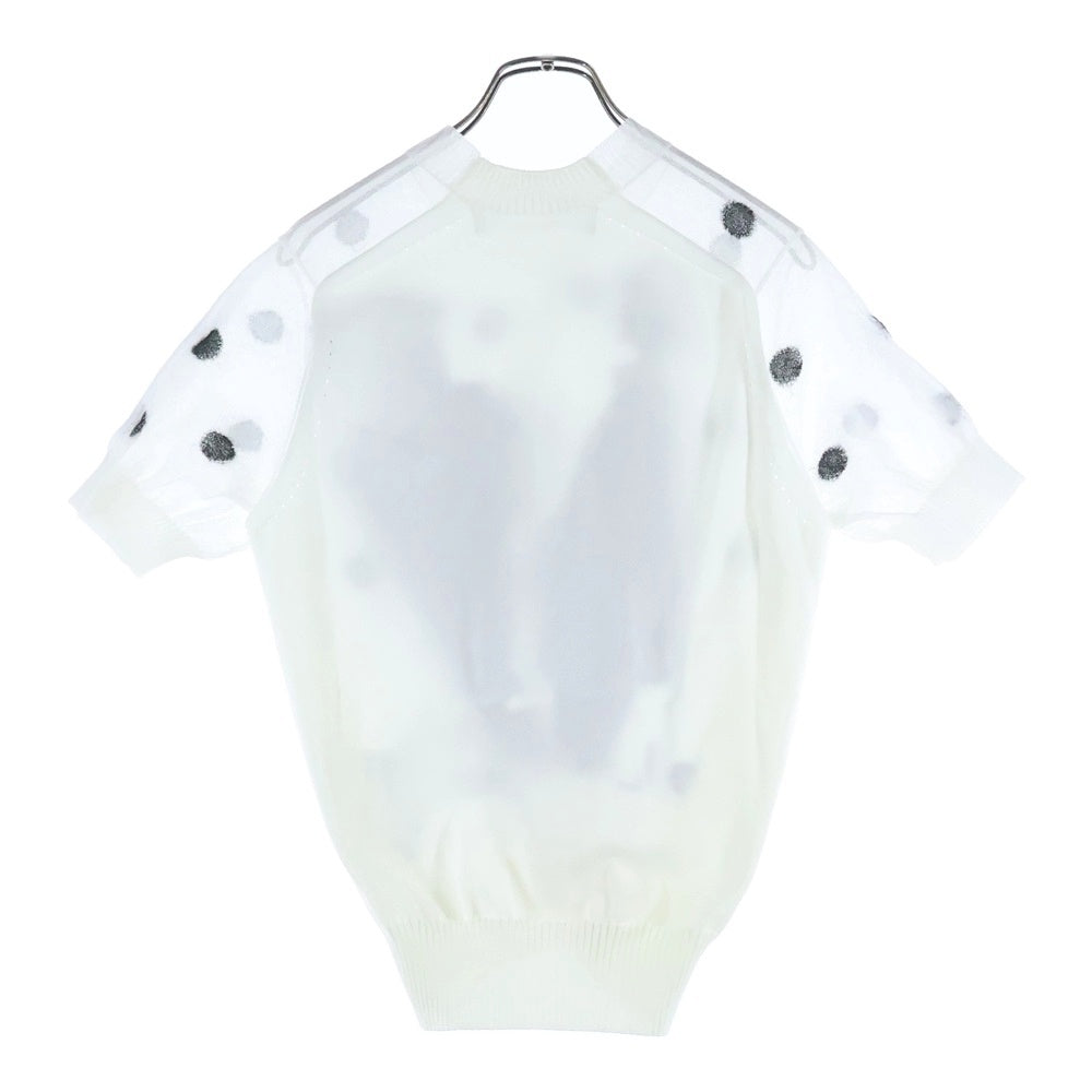 TAO COMME des GARCONS(タオコムデギャルソン) 25SS AD2024 フロントデザイン ウール混 クルーネック半袖ニットTシャツ カットソー ホワイト TO-N012
