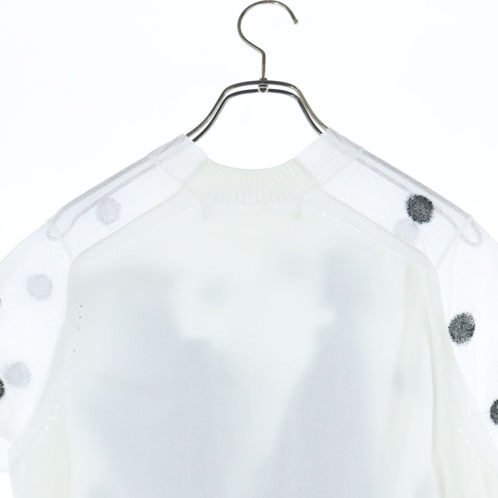 TAO COMME des GARCONS(タオコムデギャルソン) 25SS AD2024 フロントデザイン ウール混 クルーネック半袖ニットTシャツ カットソー ホワイト TO-N012