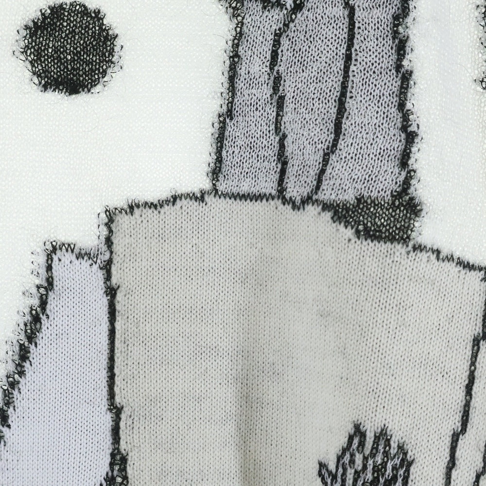 TAO COMME des GARCONS(タオコムデギャルソン) 25SS AD2024 フロントデザイン ウール混 クルーネック半袖ニットTシャツ カットソー ホワイト TO-N012