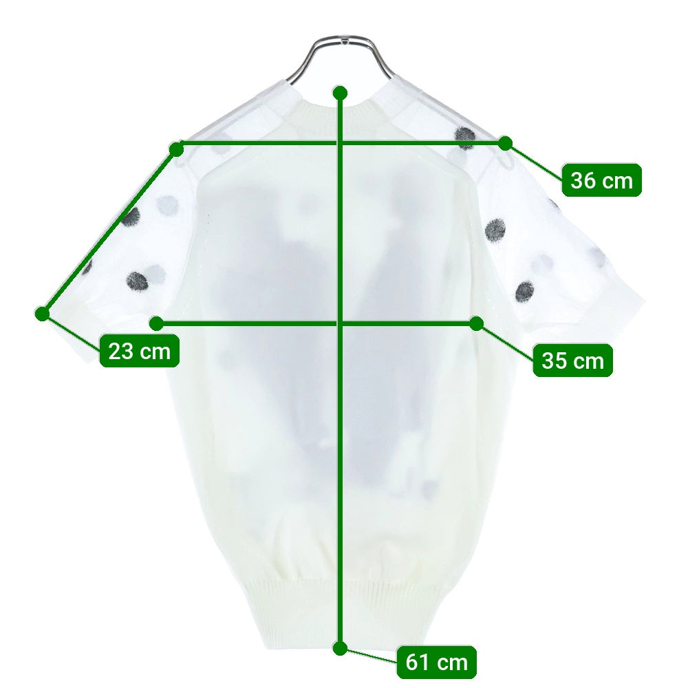 TAO COMME des GARCONS(タオコムデギャルソン) 25SS AD2024 フロントデザイン ウール混 クルーネック半袖ニットTシャツ カットソー ホワイト TO-N012