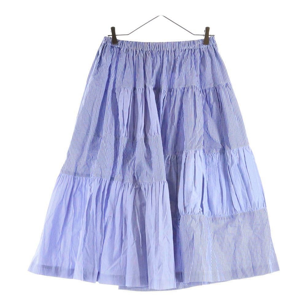 TAO COMME des GARCONS(タオコムデギャルソン) 25SS AD2024 ストライプ イージーフレアロングスカート レディース ブルー/ホワイト TO-S029