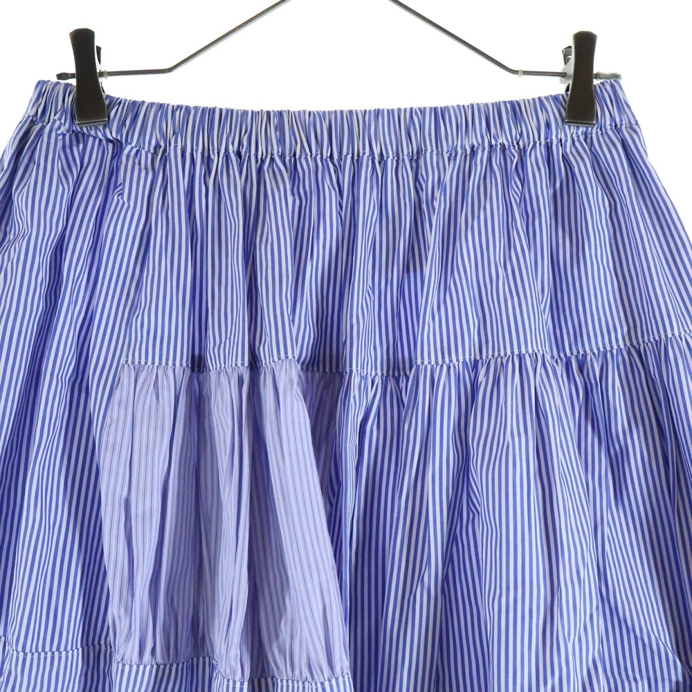 TAO COMME des GARCONS(タオコムデギャルソン) 25SS AD2024 ストライプ イージーフレアロングスカート レディース ブルー/ホワイト TO-S029