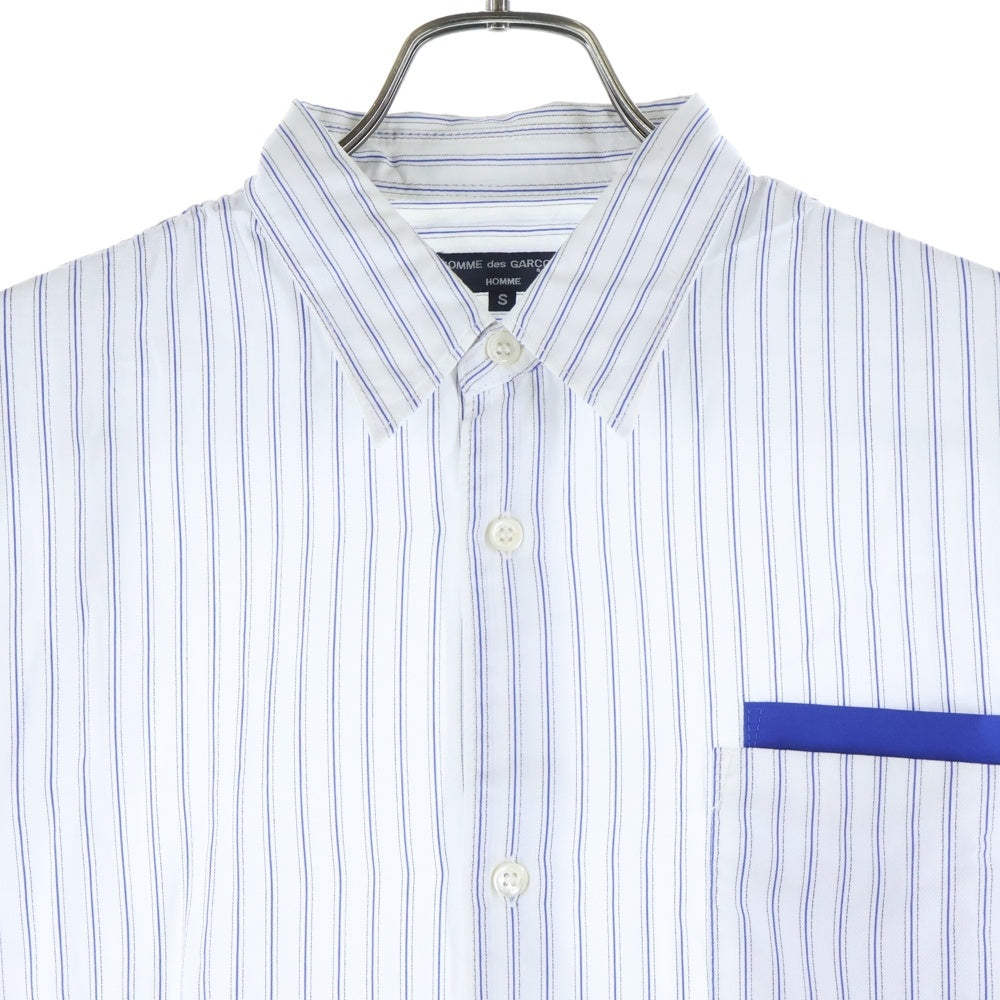 COMME des GARCONS HOMME(コムデギャルソンオム) 21SS AD2020 チェックドッキング ショートスリーブ ストライプシャツ ブルー/ホワイト HG-B032
