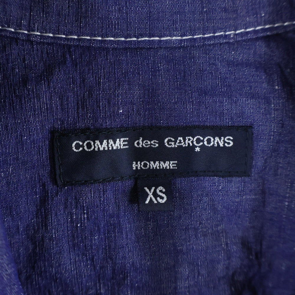 COMME des GARCONS HOMME(コムデギャルソンオム) 22SS AD2021 半袖リネンオープンカラーシャツ インディゴ HI-B024