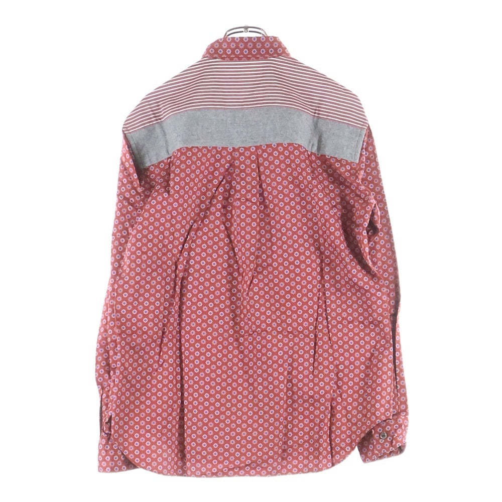 COMME des GARCONS HOMME DEUX(コムデギャルソン オムドゥ) 19AW AD2019 異素材ドッキング 長袖総柄ボタンシャツ レッド DD-B034