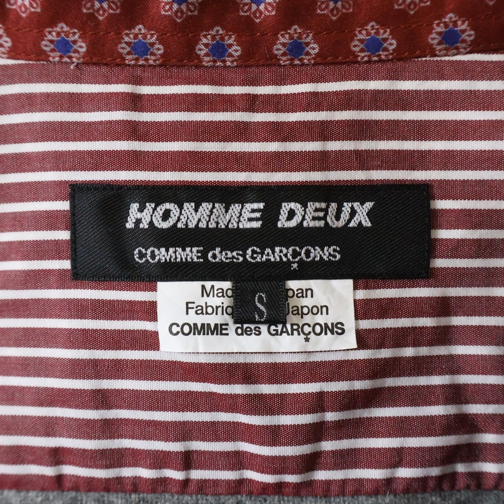 COMME des GARCONS HOMME DEUX(コムデギャルソン オムドゥ) 19AW AD2019 異素材ドッキング 長袖総柄ボタンシャツ レッド DD-B034