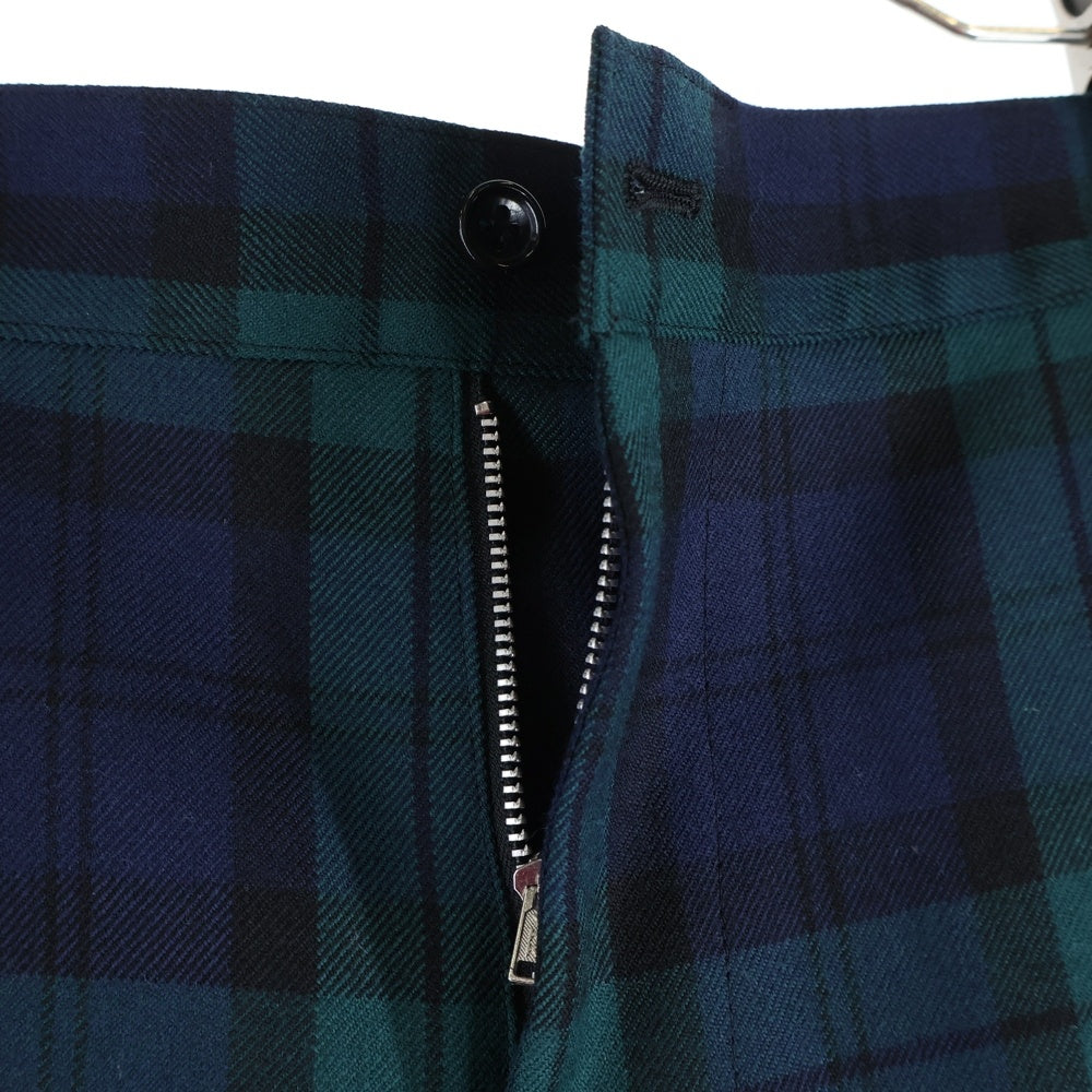 TAO COMME des GARCONS(タオコムデギャルソン) 23AW AD2023 タータンチェック ワイドウールパンツ ブルー/グリーン TL-P006