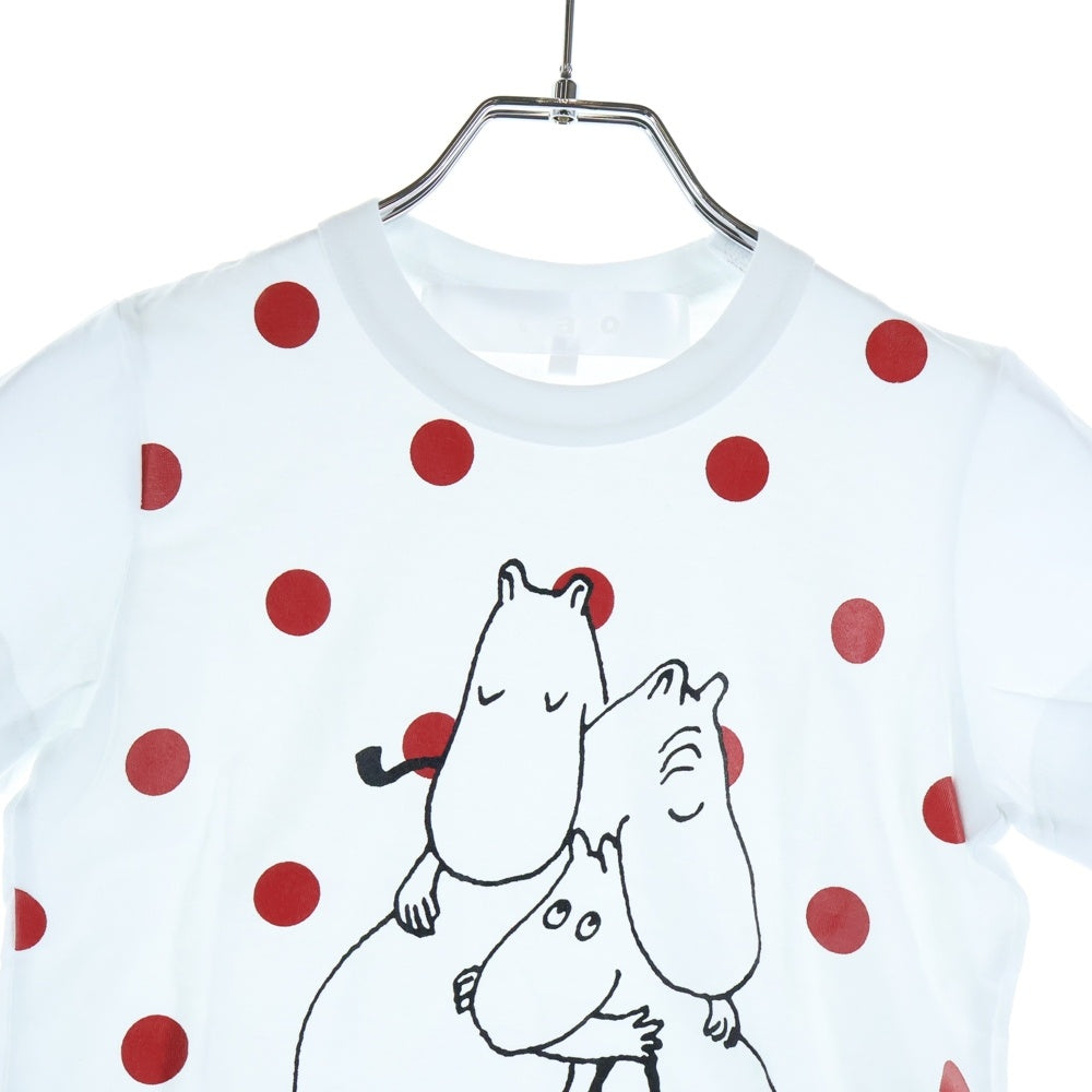 TAO COMME des GARCONS(タオコムデギャルソン) 25SS AD2024 ×TOVE JANSSON トーベヤンソン ドット柄 クルーネック半袖Tシャツ カットソー キッズ ホワイト/レッド TO-T012