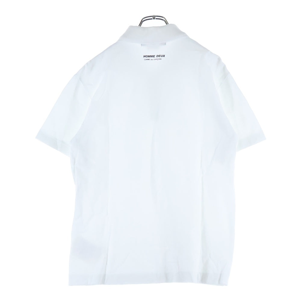 COMME des GARCONS HOMME DEUX(コムデギャルソン オムドゥ) 25SS AD2024 バックロゴ コットン 半袖ポロシャツ ホワイト DO-T006