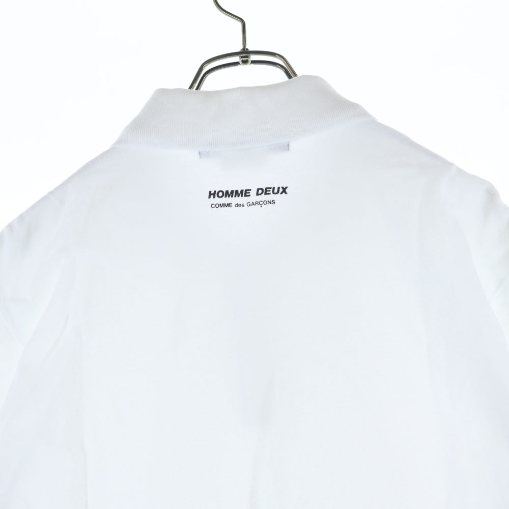 COMME des GARCONS HOMME DEUX(コムデギャルソン オムドゥ) 25SS AD2024 バックロゴ コットン 半袖ポロシャツ ホワイト DO-T006