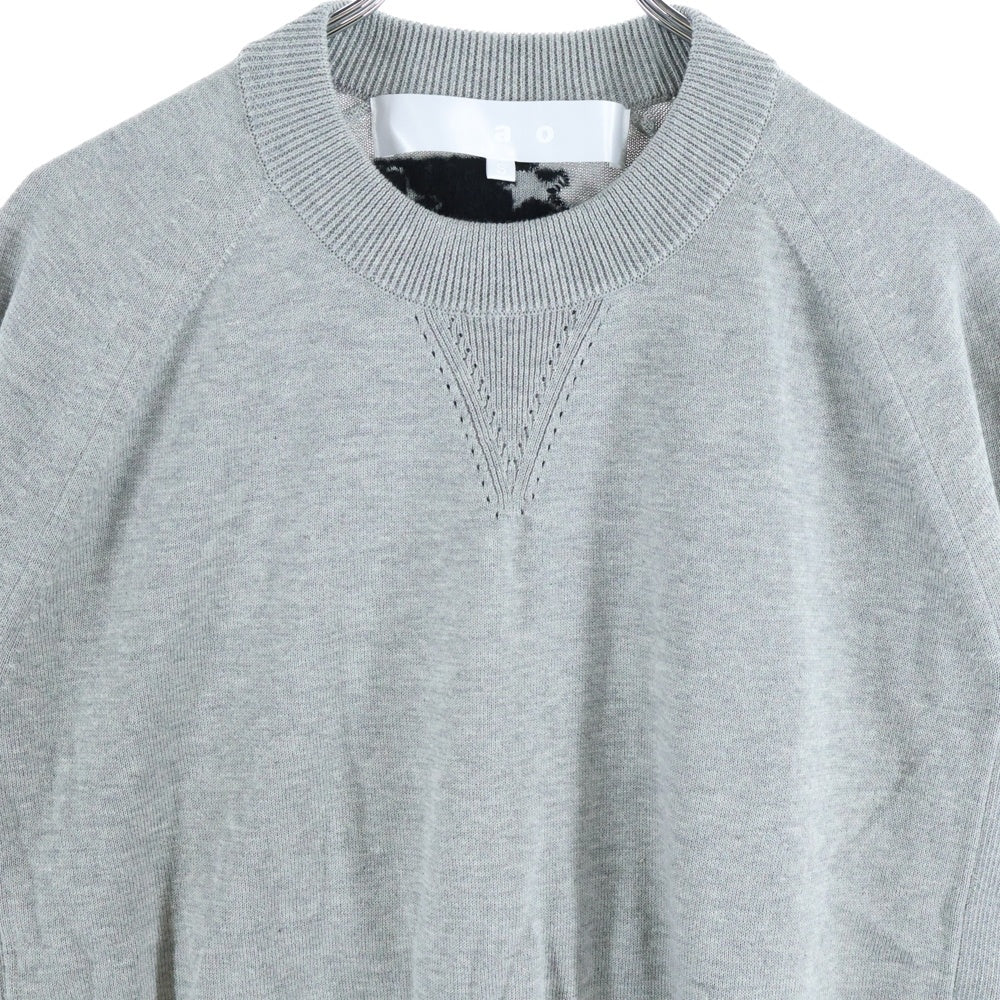TAO COMME des GARCONS(タオコムデギャルソン) 25SS AD2024 バック刺繍 クルーネックニットセーター グレー TO-N013