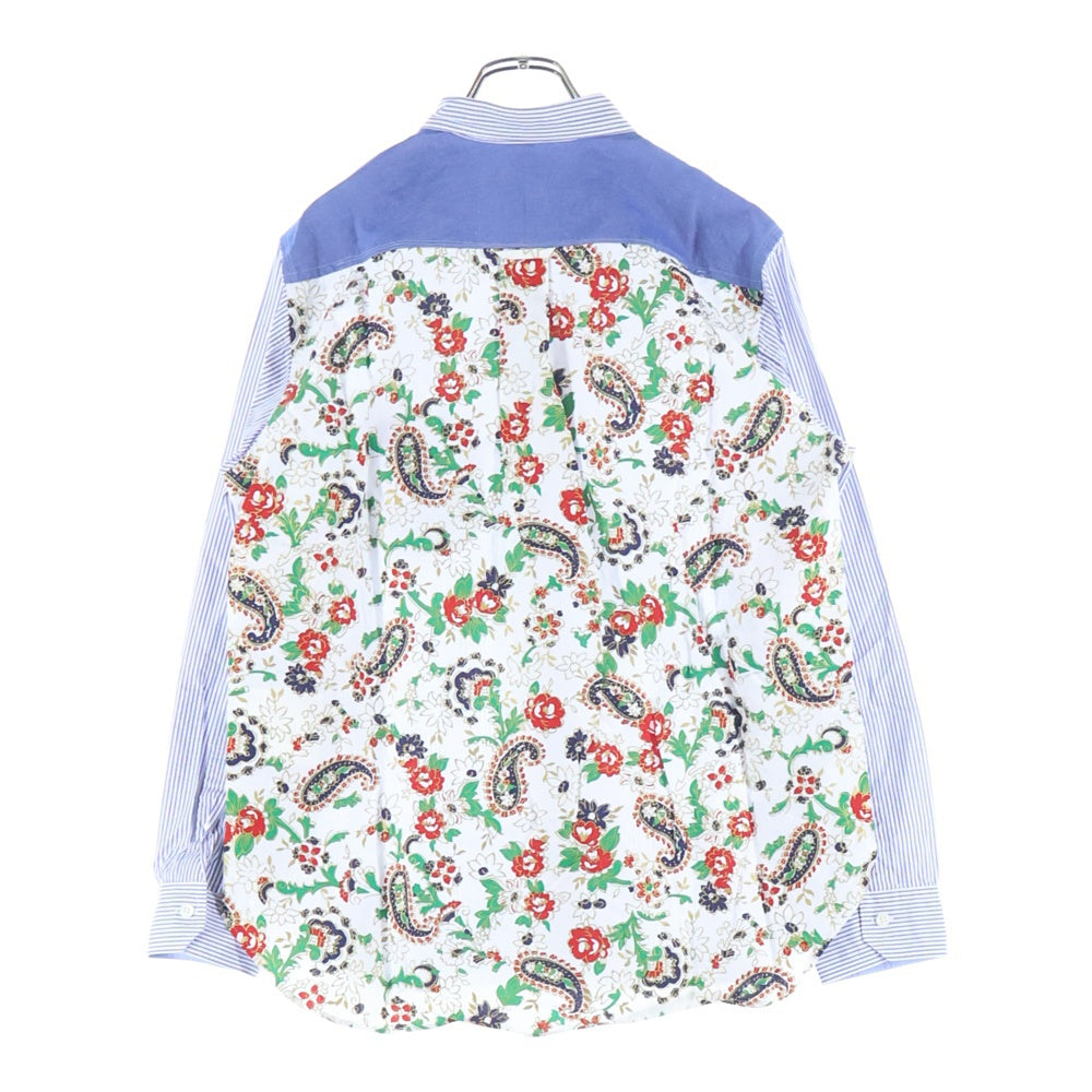 COMME des GARCONS JUNYA WATANABE MAN(コムデギャルソンジュンヤワタナベマン) 22SS AD2021 ページリー 切替 ストライプ 長袖 シャツ ブルー WI-B003