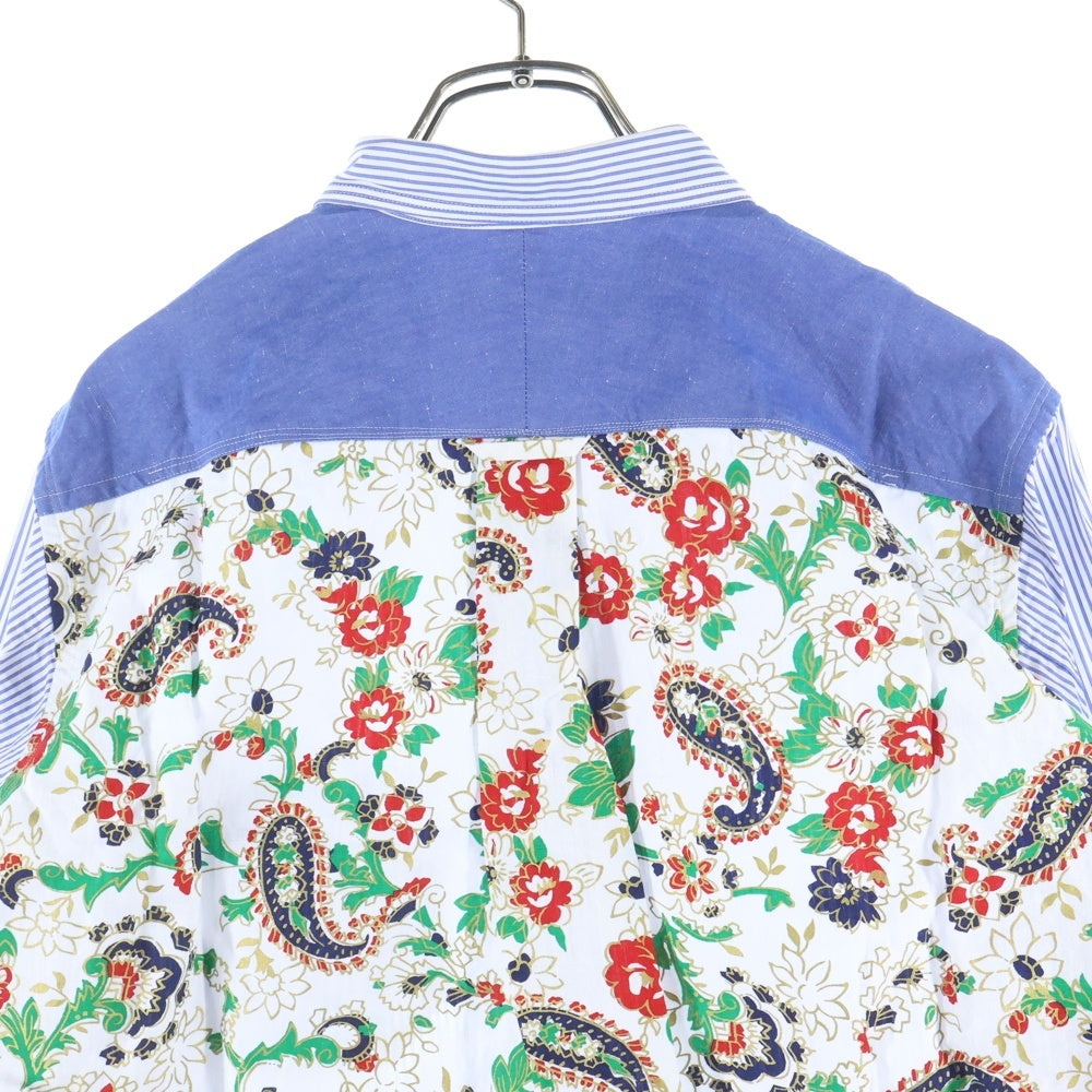 COMME des GARCONS JUNYA WATANABE MAN(コムデギャルソンジュンヤワタナベマン) 22SS AD2021 ページリー 切替 ストライプ 長袖 シャツ ブルー WI-B003