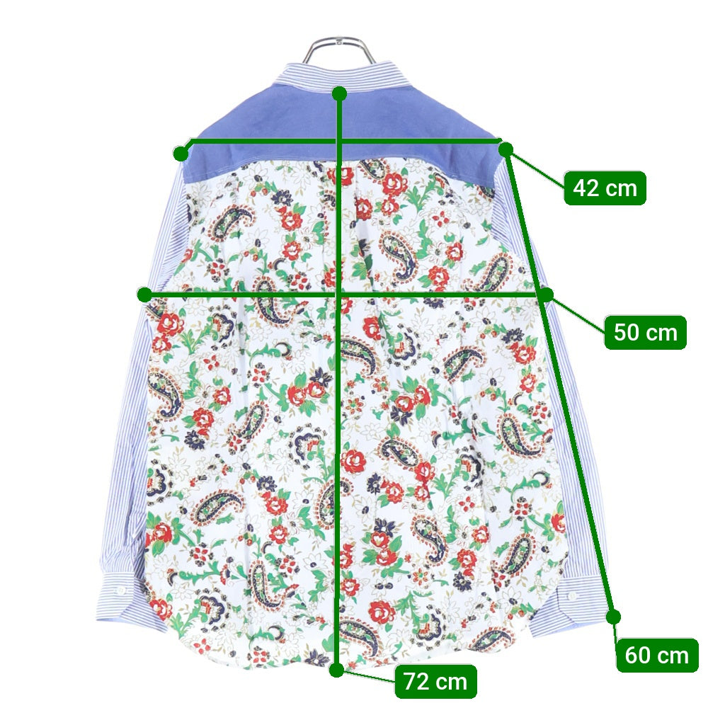 COMME des GARCONS JUNYA WATANABE MAN(コムデギャルソンジュンヤワタナベマン) 22SS AD2021 ページリー 切替 ストライプ 長袖 シャツ ブルー WI-B003