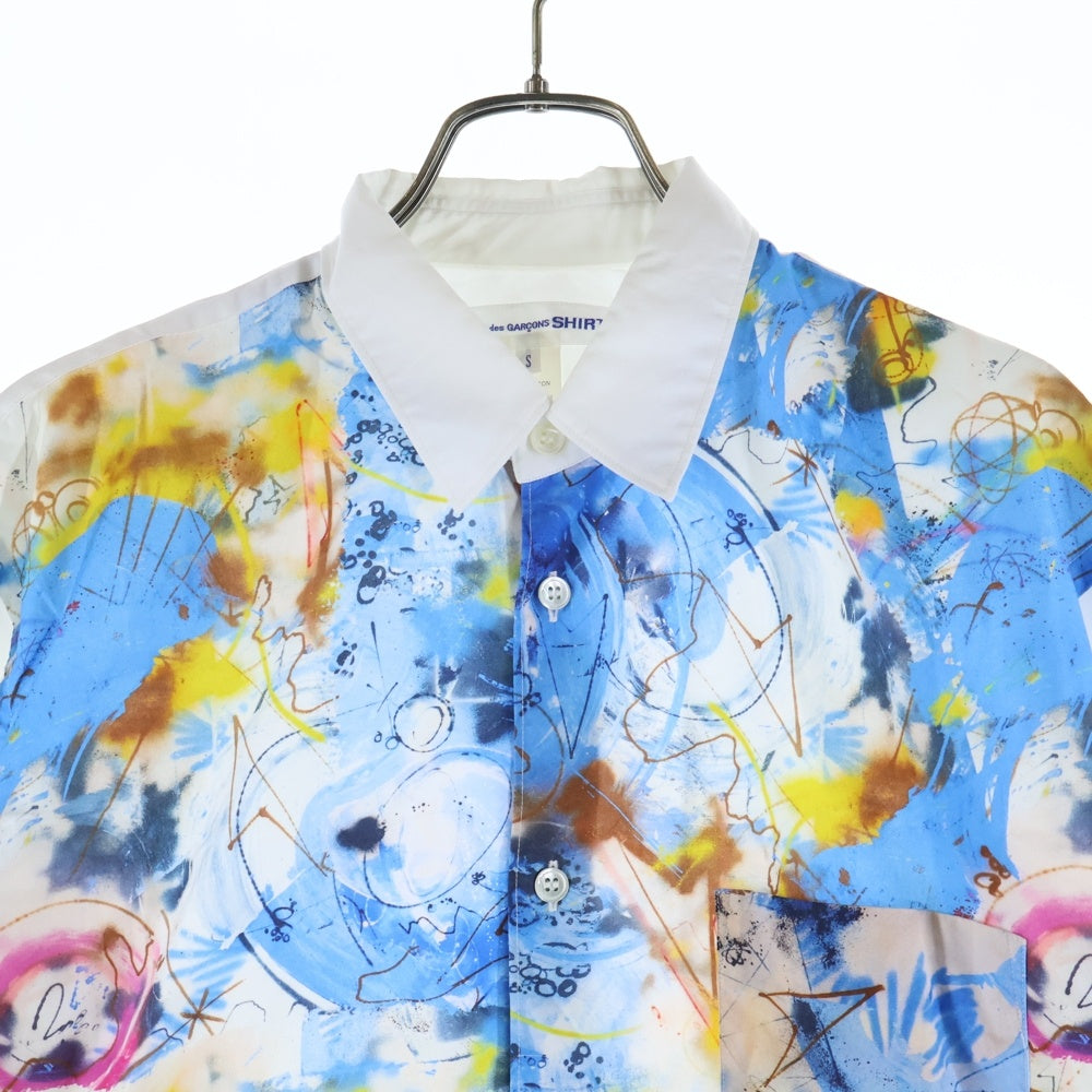 COMME des GARCONS SHIRT(コムデギャルソンシャツ) 20AW × FUTURA フューチュラ 総柄 グラフィック 長袖 シャツ ブルー W28006