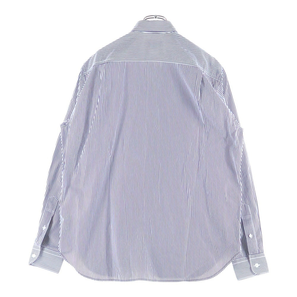 COMME des GARCONS HOMME(コムデギャルソンオム) 23SS AD2022 フロントパッチワーク切替 長袖ストライプシャツ ブラック/ホワイト HK-B016