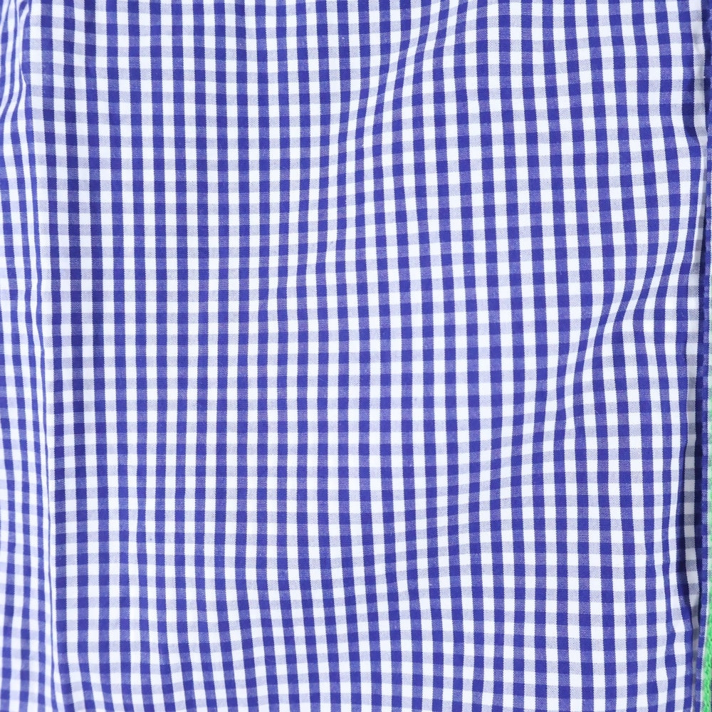 COMME des GARCONS HOMME(コムデギャルソンオム) 20SS AD2019 グリーンステッチ 半袖銀紙チェックシャツ ホワイト/ブルー HE-B032