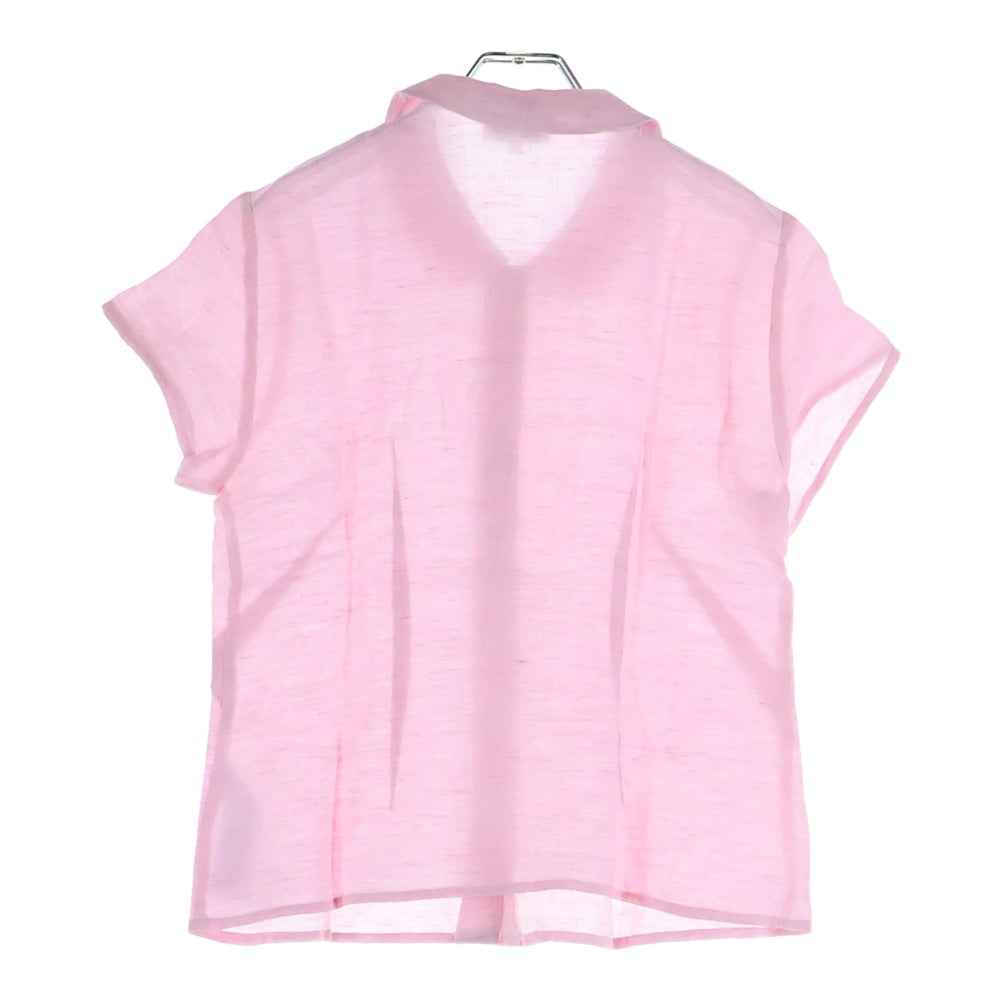 agnes b.(アニエスベー) ラウンドカラー ショートスリーブ リネンシャツ レディース ピンク