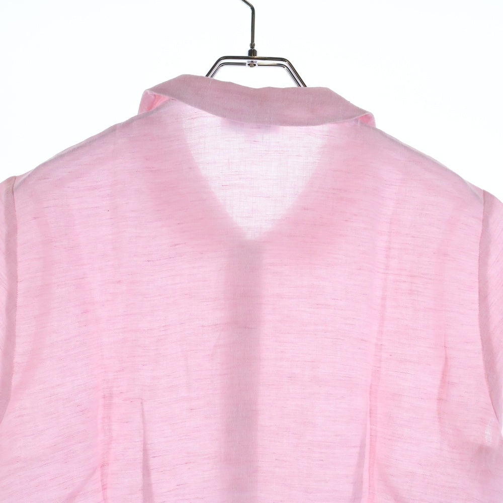 agnes b.(アニエスベー) ラウンドカラー ショートスリーブ リネンシャツ レディース ピンク