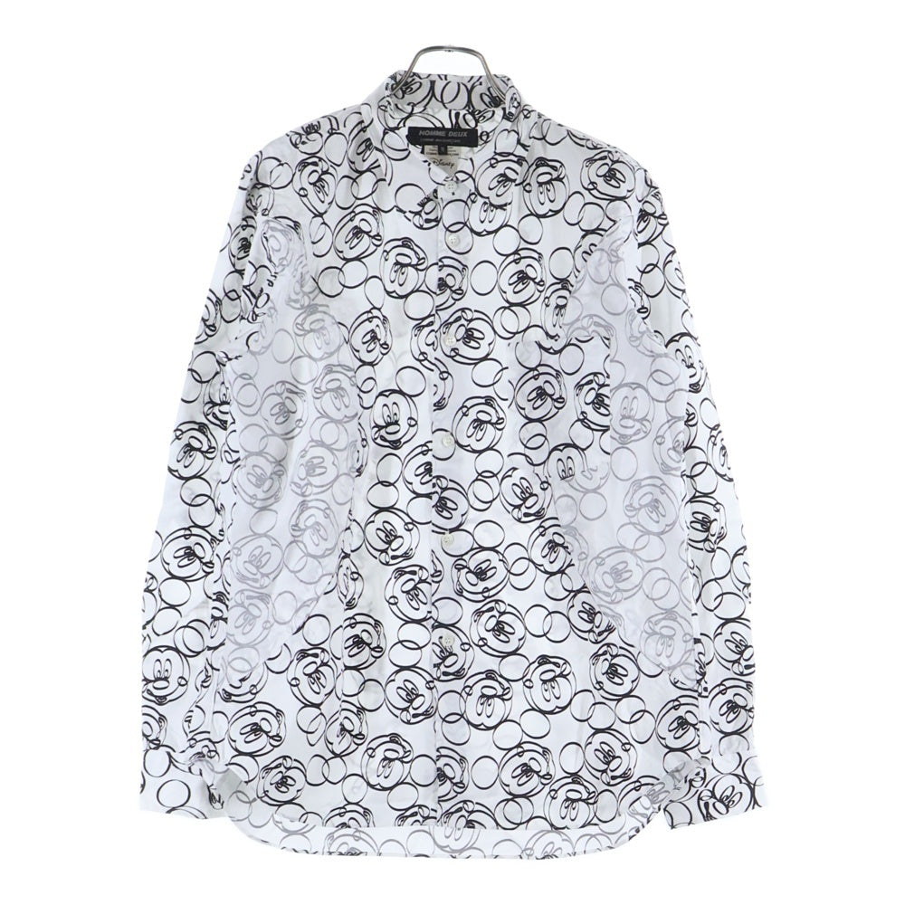 COMME des GARCONS HOMME DEUX(コムデギャルソン オムドゥ) 22AW AD2022 ×DISNEY ディズニー 総柄 ロングスリーブ コットンシャツ ホワイト/ブラック DJ-B041