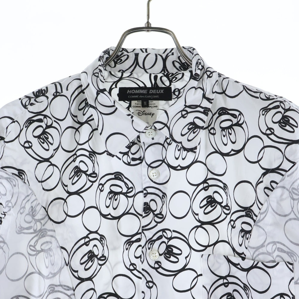 COMME des GARCONS HOMME DEUX(コムデギャルソン オムドゥ) 22AW AD2022 ×DISNEY ディズニー 総柄 ロングスリーブ コットンシャツ ホワイト/ブラック DJ-B041