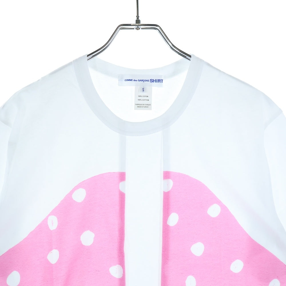 COMME des GARCONS SHIRT(コムデギャルソンシャツ) 23SS フロントデザイン クルーネック半袖Tシャツ カットソー レディース ホワイト/ピンク/ベージュ FK-T004