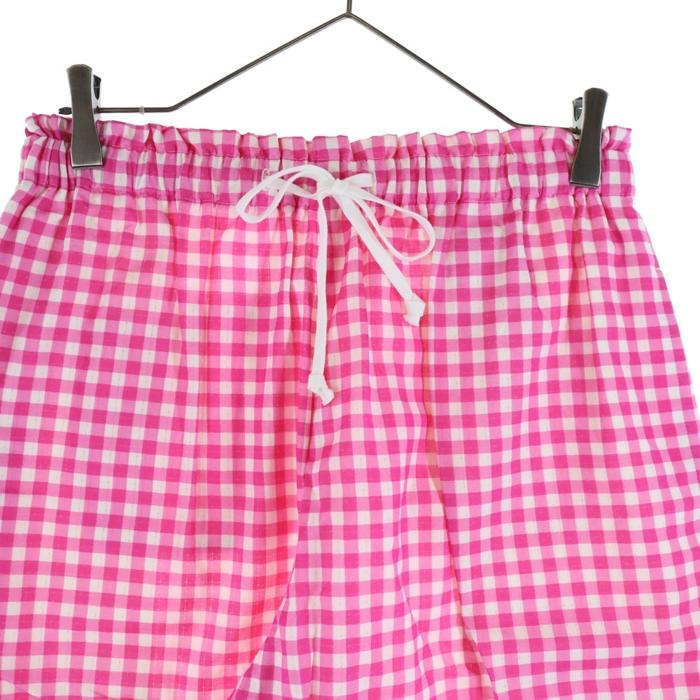 TAO COMME des GARCONS(タオコムデギャルソン) 25SS AD2024 ギンガムチェック イージーワイドパンツ レディース ピンク/ホワイト TO-P004