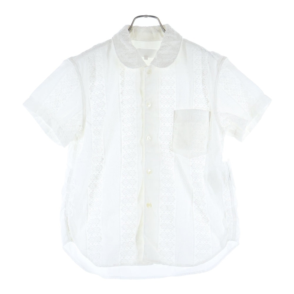 TAO COMME des GARCONS(タオコムデギャルソン) 25SS AD2024 エンブロイダリー ラウンドカラー 半袖シャツ レディース ホワイト TO-B014