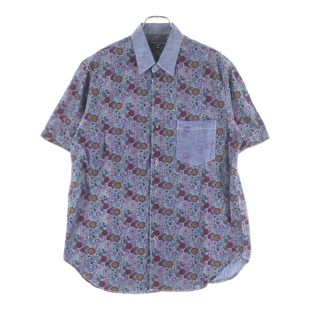 COMME des GARCONS HOMME(コムデギャルソンオム) 21SS AD2020 花柄 半袖シャンブレーシャツ ネイビー HG-B031