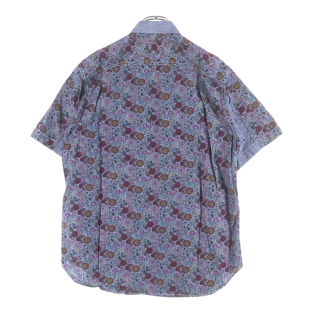 COMME des GARCONS HOMME(コムデギャルソンオム) 21SS AD2020 花柄 半袖シャンブレーシャツ ネイビー HG-B031