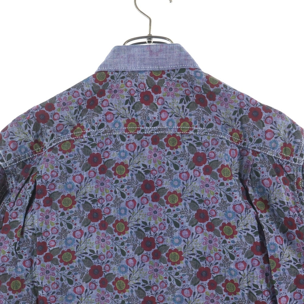 COMME des GARCONS HOMME(コムデギャルソンオム) 21SS AD2020 花柄 半袖シャンブレーシャツ ネイビー HG-B031