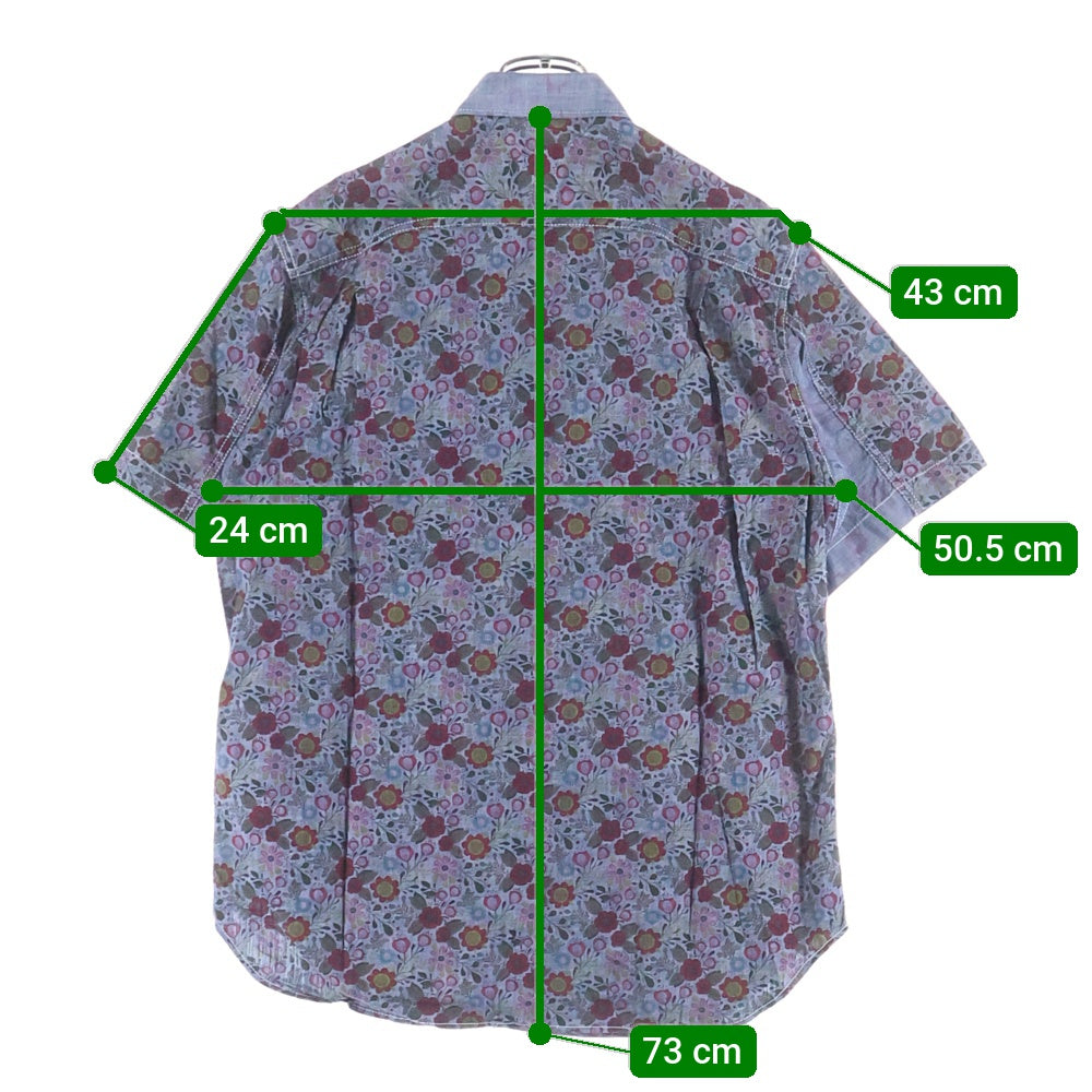 COMME des GARCONS HOMME(コムデギャルソンオム) 21SS AD2020 花柄 半袖シャンブレーシャツ ネイビー HG-B031