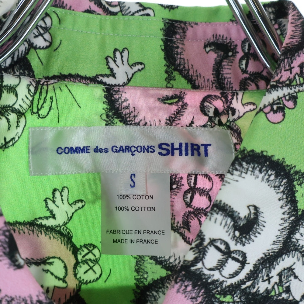 COMME des GARCONS SHIRT(コムデギャルソンシャツ) ×COWS カウズ 総柄 ロングスリーブ コットンシャツ グリーン FH-B033